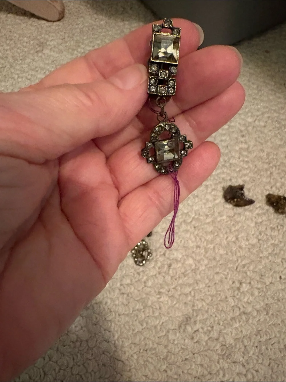 Vintage-Inspired Crystal Drop Dangle Earrings - Silver/pewter color and Clear